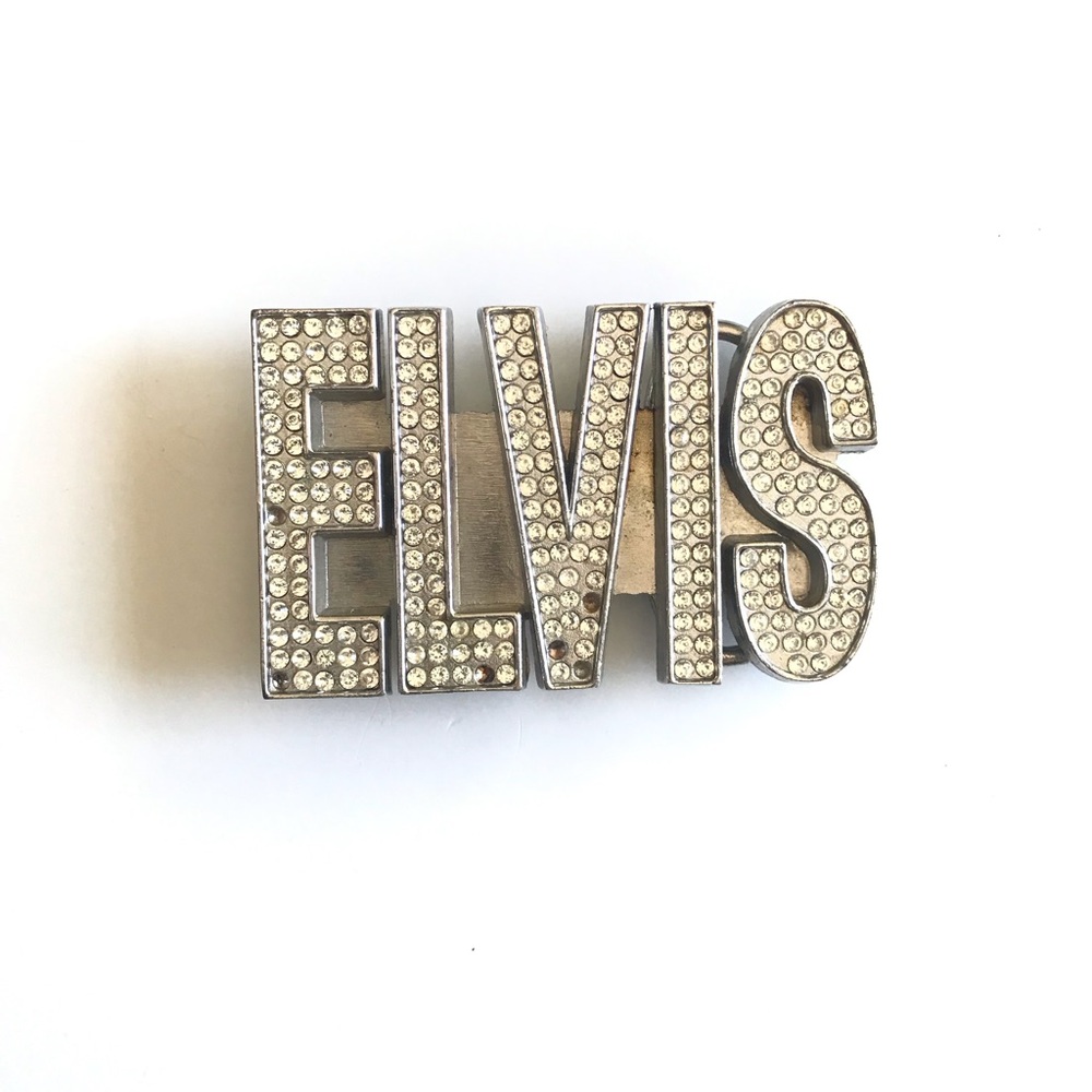 Silver 'ELVIS' Rhinestone Belt Buckle - Picture 5 of 5